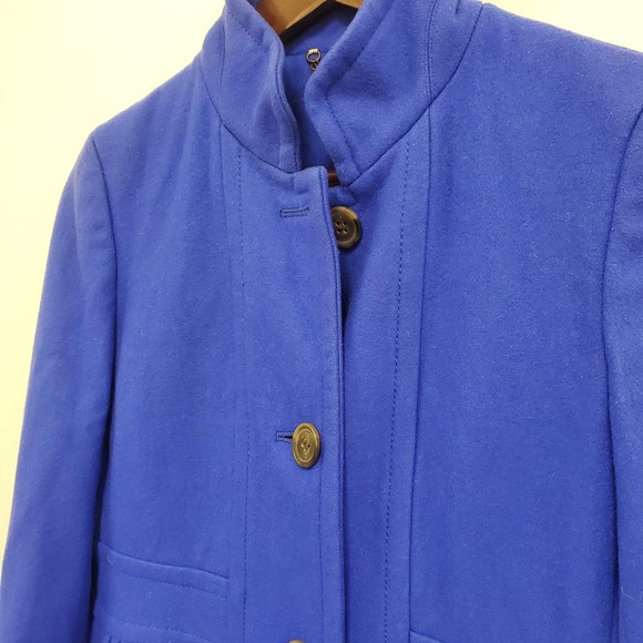 J Crew Womens Wool Factory Skirted Dress Coat Size 4 Blue‎ Formal Sophisticated - Picture 3 of 13